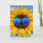Verjaardag van een vriend Zonnebloem met zonnebril Kaart (Voorkant)
