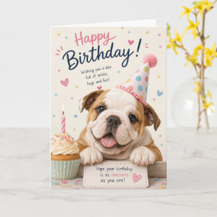 VERJAARDAG VAN EEN ZOEDE ENGELSE BULLDOG PUPPY KAART