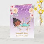 Verjaardag van een zwart meisje dat er leuk uitzie kaart (Gele Bloem)