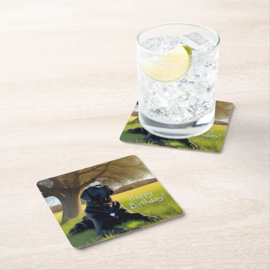 Verjaardag van een zwarte Labrador Retriever Kartonnen Onderzetters (Insitu)