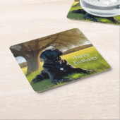 Verjaardag van een zwarte Labrador Retriever Kartonnen Onderzetters (Schuin)