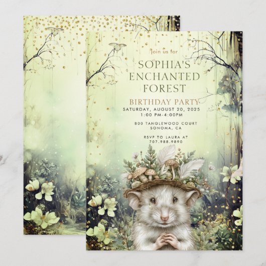 Verjaardag van Enchanted Forest Girl Kaart (Voorkant / Achterkant)