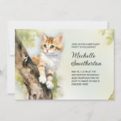 Verjaardag van gele kattenboom meisje vrouwen kaart (Voorkant)