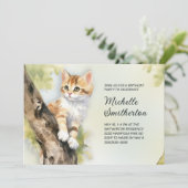 Verjaardag van gele kattenboom meisje vrouwen kaart (Staand voorkant)