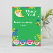 Verjaardag van gele kids haai groen  bedankkaart (Staand voorkant)