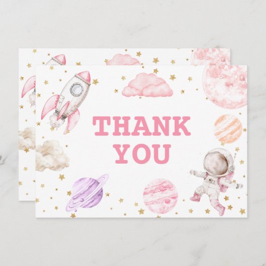 Verjaardag van Girl Space Bedankkaart (Voorkant / Achterkant)