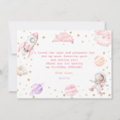 Verjaardag van Girl Space Bedankkaart (Achterkant)