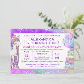 Verjaardag van Girl's Unicorn Sparkle Kaart (Staand voorkant)