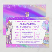 Verjaardag van Girl's Unicorn Sparkle Kaart (Voorkant / Achterkant)