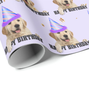 verjaardag van Golden Retriever Cadeaupapier