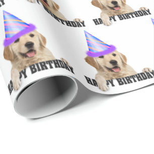 verjaardag van Golden Retriever Cadeaupapier