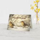 Verjaardag van Goldfinch en Pine Siskin Kaart (Gele Bloem)