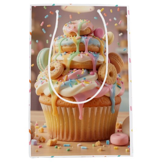 Verjaardag van Grilleg Cupcake Meisje Medium Cadeauzakje (Voorkant)