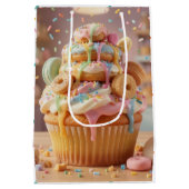 Verjaardag van Grilleg Cupcake Meisje Medium Cadeauzakje (Achterkant)