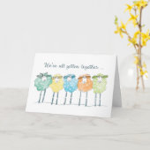 Verjaardag van groep met grappige schapen kaart (Gele Bloem)