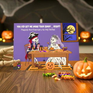 Verjaardag van Halloween Huwelijk Grappige Skelett Kaart