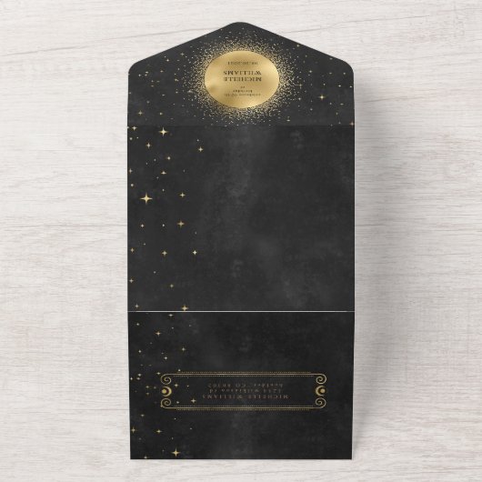 verjaardag van hemelse goud all in one uitnodiging (Buitenkant)