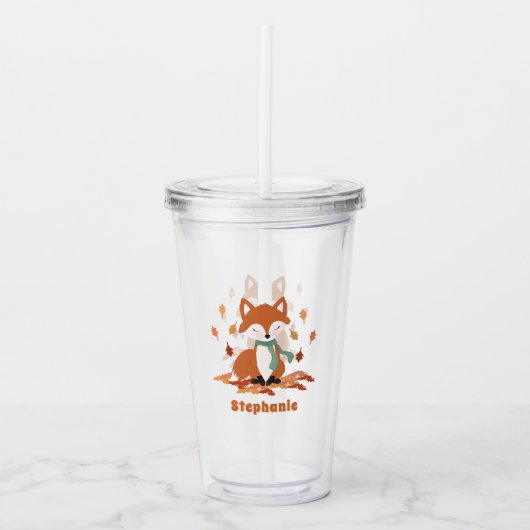 Verjaardag van herfst Fox Woodland Acryl Drinkbeker (Voorkant)