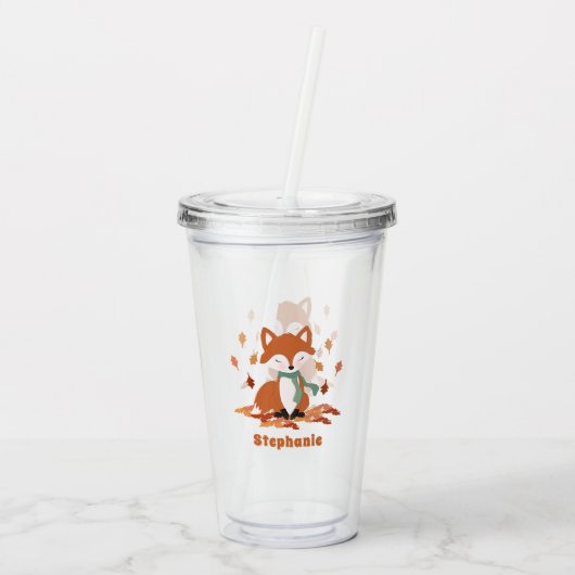 Verjaardag van herfst Fox Woodland Acryl Drinkbeker (Achterkant)