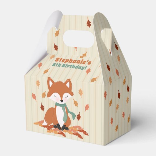 Verjaardag van herfst Fox Woodland Bedankdoosjes (Achterkant)