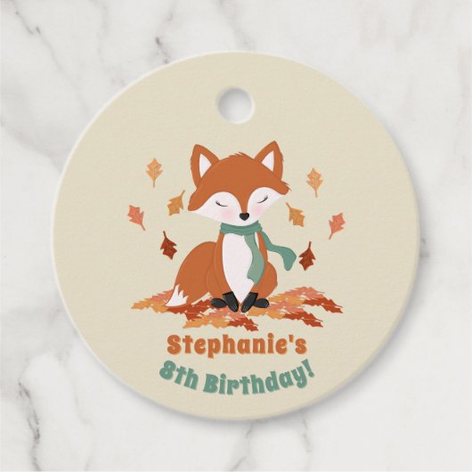 Verjaardag van herfst Fox Woodland Bedankjes Labels (Voorkant)