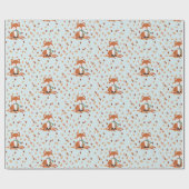 Verjaardag van herfst Fox Woodland Cadeaupapier (Vlak)