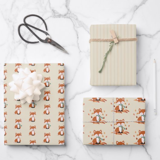 Verjaardag van herfst Fox Woodland Inpakpapier Vel (Voorkant)