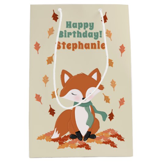 Verjaardag van herfst Fox Woodland Medium Cadeauzakje (Voorkant)