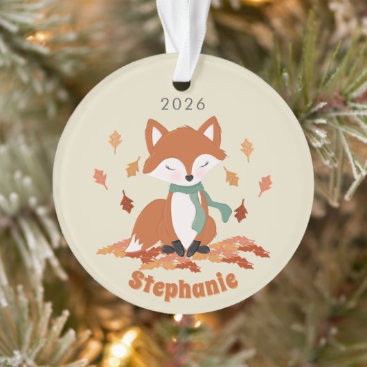Verjaardag van herfst Fox Woodland Ornament (Boom)