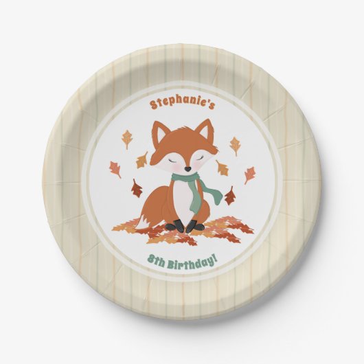 Verjaardag van herfst Fox Woodland Papieren Bordje (Voorkant)