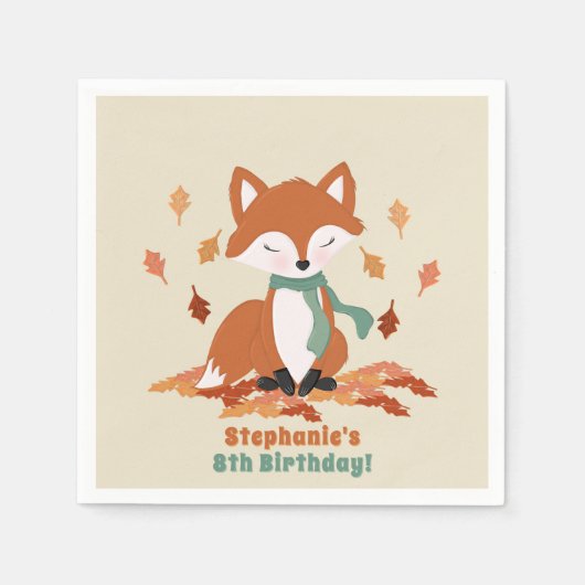 Verjaardag van herfst Fox Woodland Servet (Voorkant)