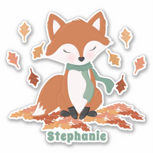 Verjaardag van herfst Fox Woodland Sticker (Voorkant)