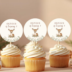 Verjaardag van herten   rustiek bos ronde sticker