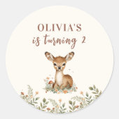 Verjaardag van herten | rustiek bos ronde sticker (Voorkant)