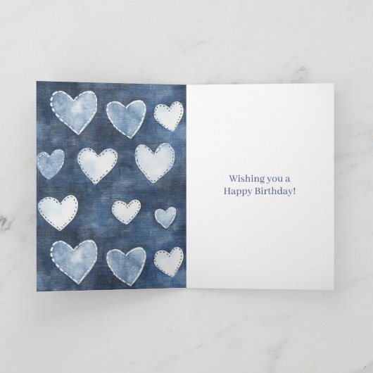 Verjaardag van het Blauwe Hart Kaart (Binnen)