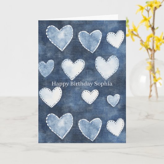 Verjaardag van het Blauwe Hart Kaart (Gele Bloem)