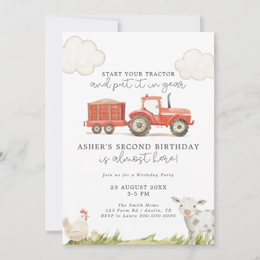 Verjaardag van het Boerderij van de tractor Kaart (Voorkant)