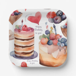 Verjaardag van het dessert | Meerkleurig Papieren Bordje