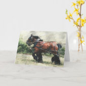 Verjaardag van het Draft Horse Team Kaart (Gele Bloem)
