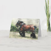Verjaardag van het Draft Horse Team Kaart (Voorkant)