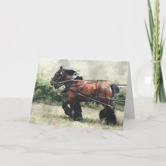 Verjaardag van het Draft Horse Team Kaart (Voorkant)
