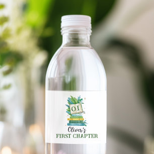 Verjaardag van het eerste hoofdstuk van het boek waterfles etiket