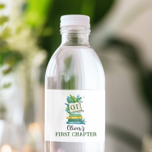 Verjaardag van het eerste hoofdstuk van het boek waterfles etiket