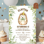 Verjaardag van het egel-bos kaart<br><div class="desc">Uitnodiging voor de verjaardag van het Hedgehog-bos,  Woodland Forest Birthday Invitation,  Greenery Hedgehog Birthday</div>