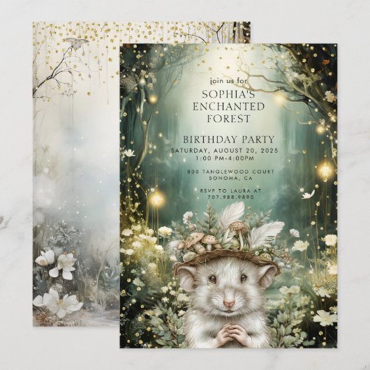 Verjaardag van het Enchanted Forest kind Kaart (Voorkant / Achterkant)