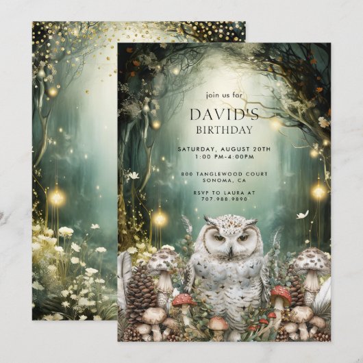 Verjaardag van het Enchanted Forest Woodland Anima Kaart (Voorkant / Achterkant)