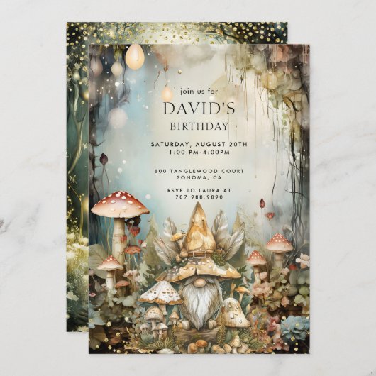 Verjaardag van het Enchanted Forest Woodland Gnome Kaart (Voorkant / Achterkant)