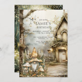 Verjaardag van het Enchanted Forest Woodland Gnome Kaart (Voorkant / Achterkant)