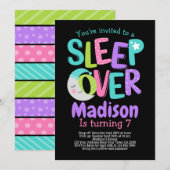 Verjaardag van het feest van de logeerpartij Pajam Kaart (Voorkant / Achterkant)