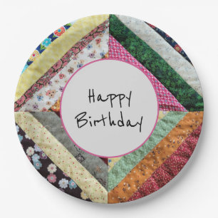 Verjaardag van het handgemaakte Quilt Pattern Papieren Bordje